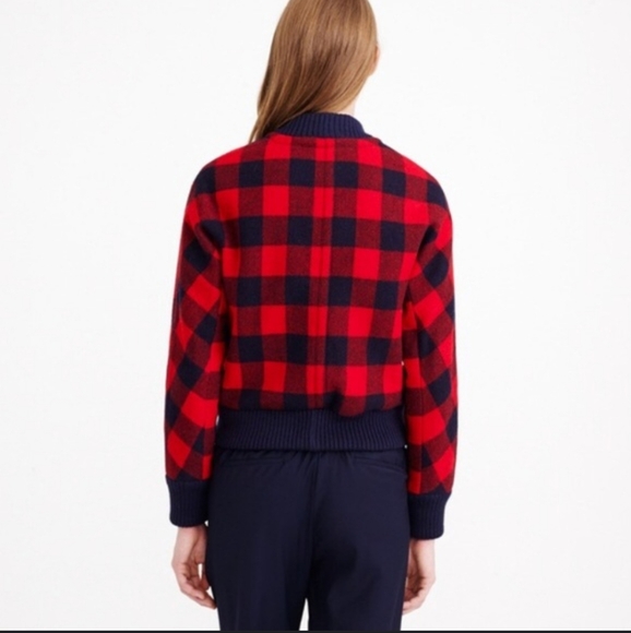 J.Crew Wool Buffalo Check Plaid Bomber Jacket - Picture 15 of 16